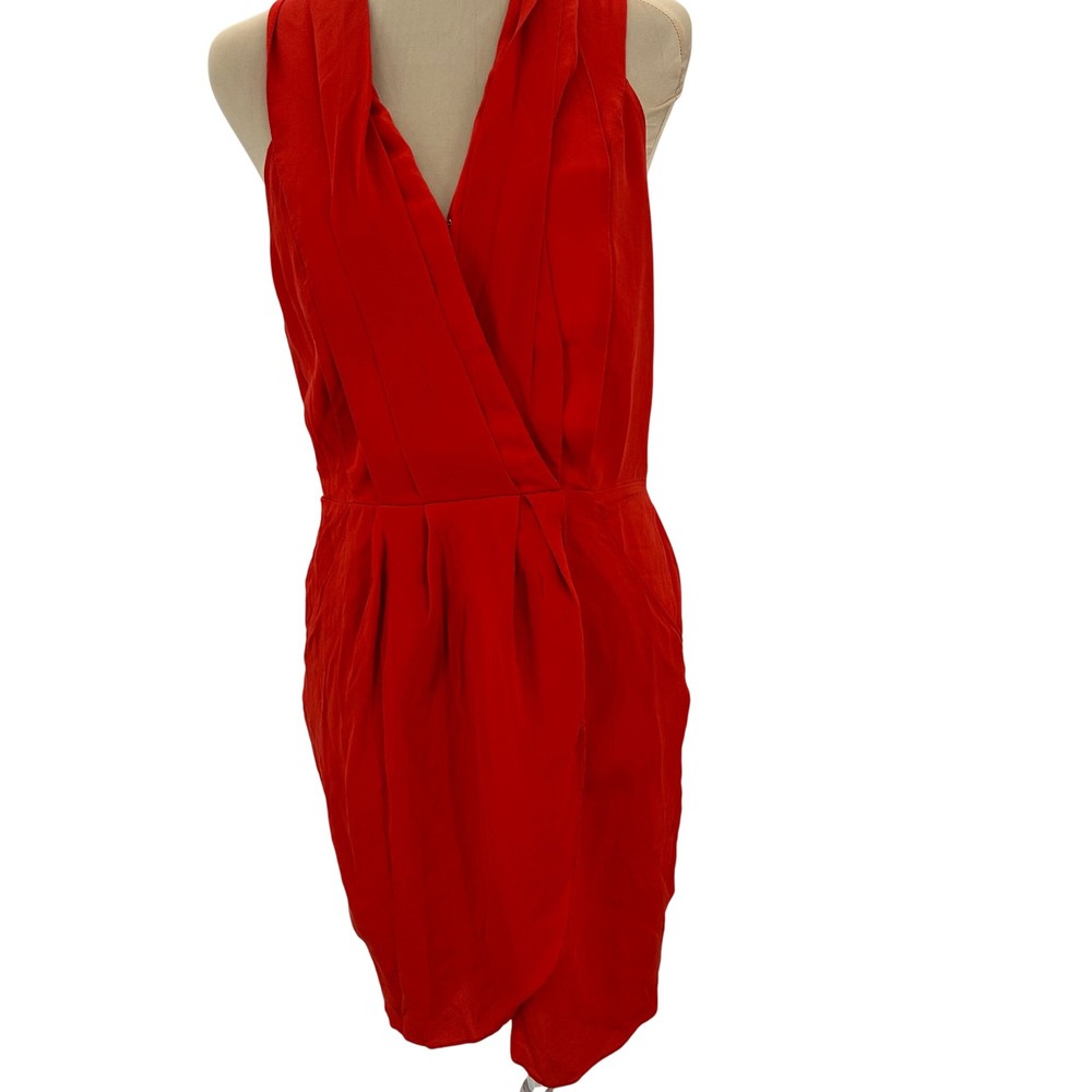Greylin‎ Red Sleeveless Draped Wrap V-Neck Knotted Racerback Tulip Dress Size M